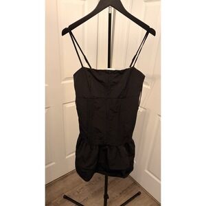 NWT Mixed Threads LA Black Corset Bubble Hem Mini Dress XL Night Out LBD Gameday